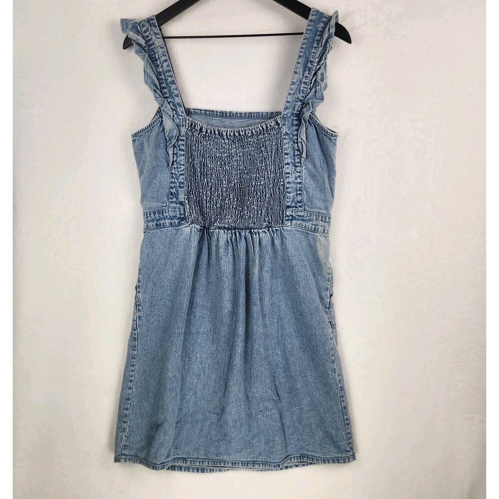 Japna Denim Dress Large Ruffle Light Wash 100% Cotton Western Country Cowgirl - Picture 3 of 8